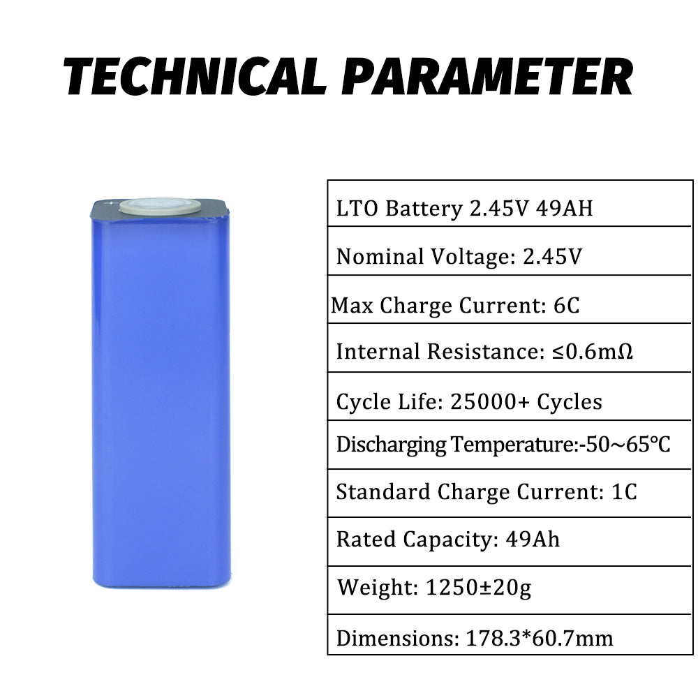 HAKADI 2.4V 49Ah LTO Rechargeable Cell 15C High Rate Discharge 6-24PCS Original A Grade Battery For DIY Power Grid Solar System
