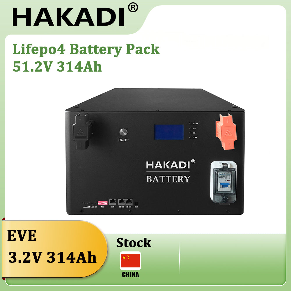 HAKADI 48V 200Ah 230Ah 280Ah 314Ah Lifepo4 Rechargeable Battery Pack With 200A Smart BMS 10-16Kwh For Solar System Home Appliance