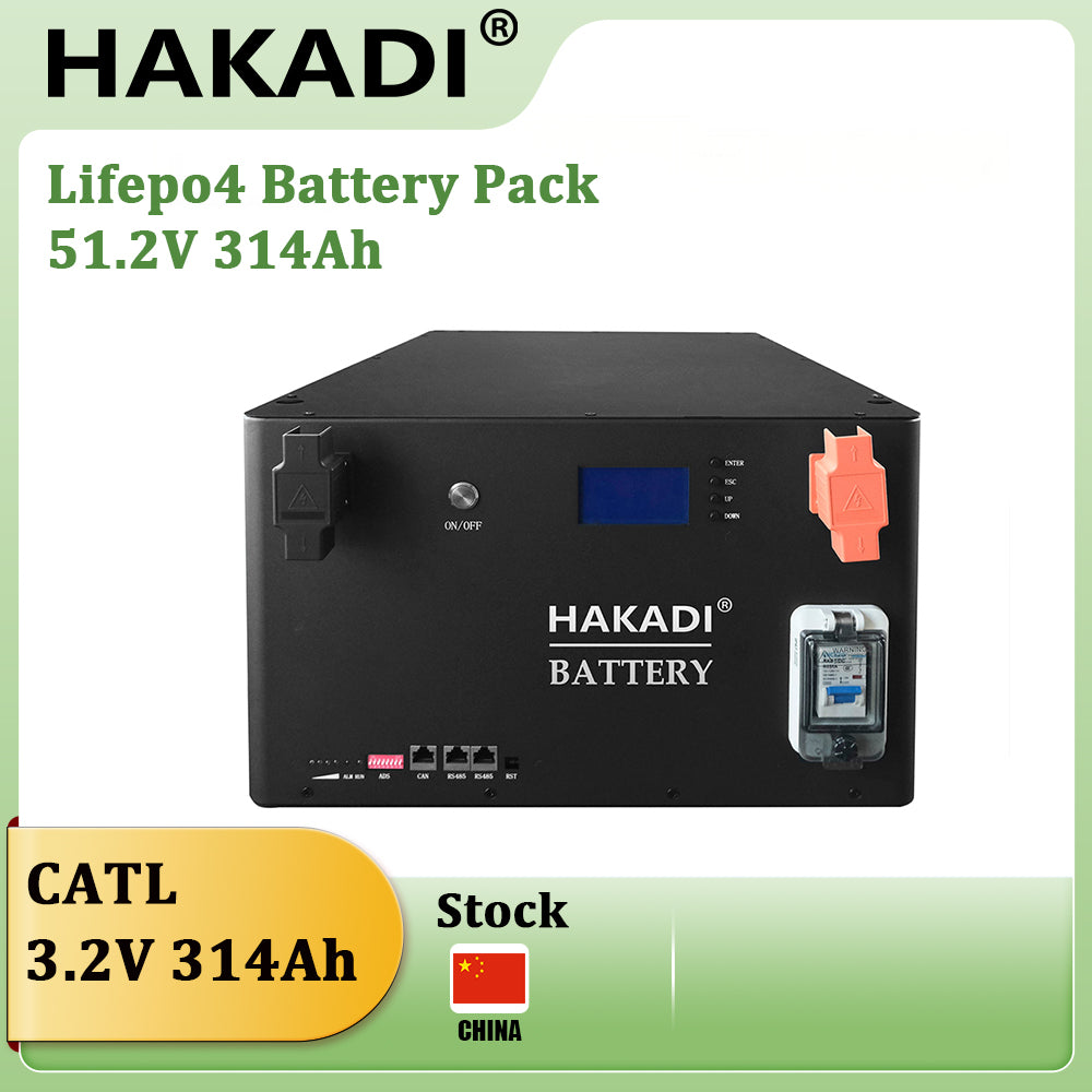 HAKADI 48V 200Ah 230Ah 280Ah 314Ah Lifepo4 Rechargeable Battery Pack With 200A Smart BMS 10-16Kwh For Solar System Home Appliance