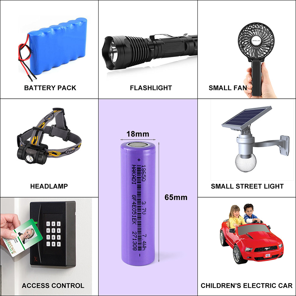 HAKADI 3.7V 2000mah 18650 Lithium-ion Rechargeable Battery4-40PCS 1-3C Discharge For Flashlight Power Bank Solar Light