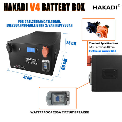 HAKADI Lifepo4 Rechargeable 48V 200Ah 230Ah 280Ah 314Ah Energy Storage Battery Pack For Solar System Outdoor Power Home Appliance