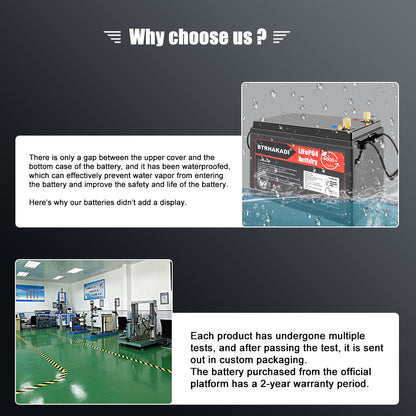 HAKADI 12V 200Ah Lifepo4 Rechargeable Battery Pack with 50A Charger For Boat Solar Energy Storage