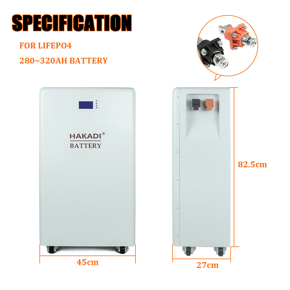 HAKADI 16S 230A 280A DIY Box With 16S 200A Smart BMS Stackable/Movable DIY Kit For 48V Solar Energy Storage Home Appliance