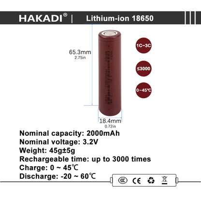 HAKADI 18650 3.2V 2000mah Rechargeable Lifepo4 Batteries 3-5C Discharge 3000+Cycles For Toy Solar Light Scooter Home Appliance 4-40PCS