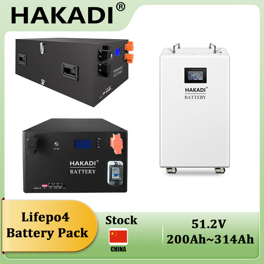 HAKADI Lifepo4 Rechargeable 48V 200Ah 230Ah 280Ah 314Ah Energy Storage Battery Pack For Solar System Outdoor Power Home Appliance