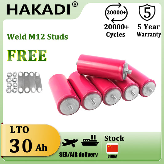 HAKADI LTO 2.4V 30Ah 60138 Rechargeable Batteries 6-24PCS 10C Rate Discharge For Low Temperature Solar Home System