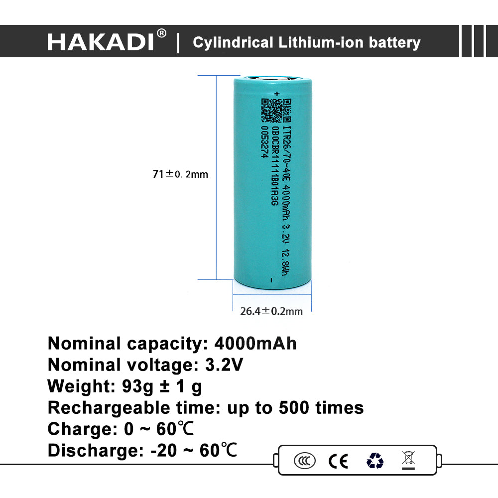 HAKADI 3.2V 4000mah 26700 Lifepo4 Rechargeable Batteries 4-20PCS For Boat Fishing Boat Solar Steet Light