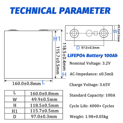 EVE 3.2V 100Ah Rechargeable Lifepo4 A Grade Original Batteries 4-16PCS 4000+ Cycle For Solar Energy Storage System Outdoor Power Supply Home Appliance