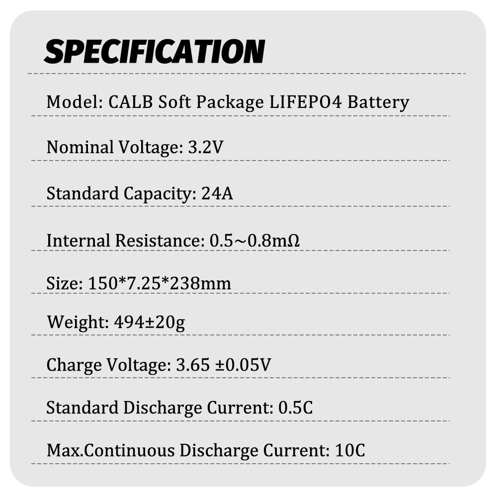 CALB 3.2V 24Ah Lifepo4 Pouch Cell Rechargeable Batteries 1-16PCS Original Brand New Cell For Car Audio Solar System 10C Discharge