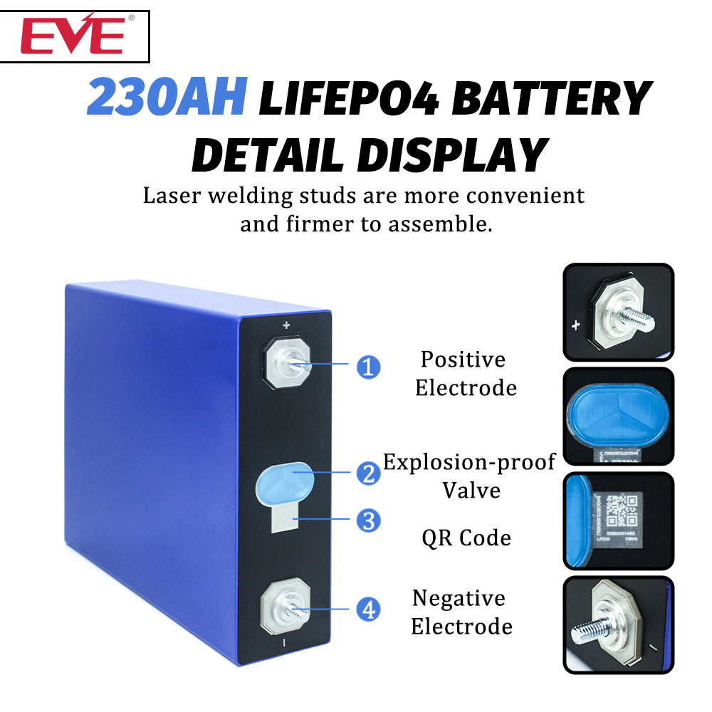 EVE New 3.2V 230Ah LF230 Original A Grade Cell 4-16PCS Rechargeable Brand New Batteries For Wind Solar Energy Storage Power System