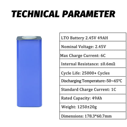 HAKADI 2.4V 49Ah LTO Rechargeable Cell 15C High Rate Discharge 6-24PCS Original A Grade Battery For DIY Power Grid Solar System