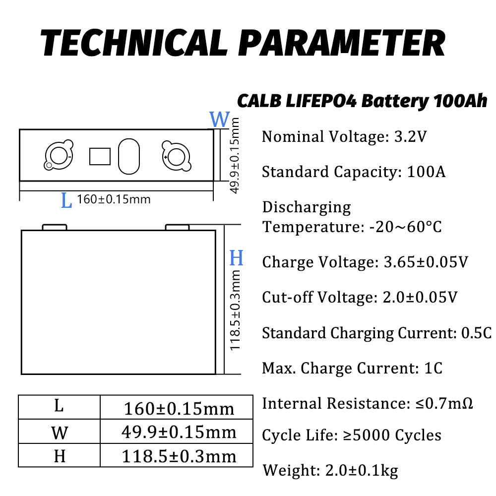 CALB Rechargeable 3.2V 100Ah Original Brand New Lifepo4 Batteries 4-16PCS DIY 48V 100A Energy Storage Battery RV Boat Solar