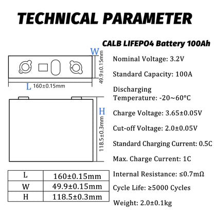 CALB Rechargeable 3.2V 100Ah Original Brand New Lifepo4 Batteries 4-16PCS DIY 48V 100A Energy Storage Battery RV Boat Solar