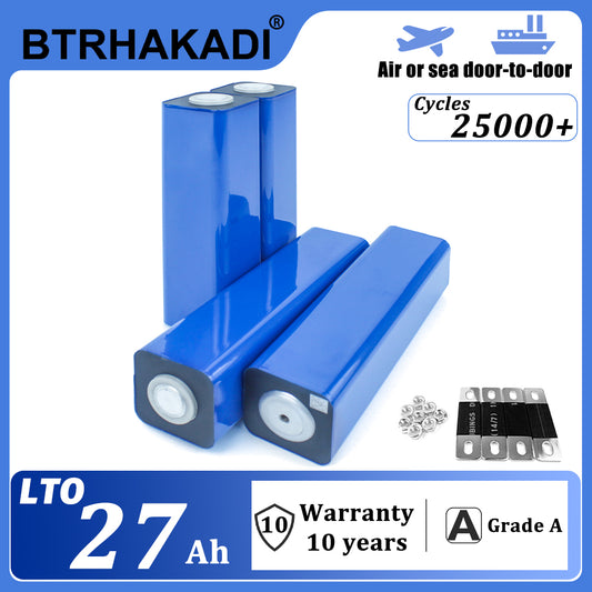 HAKADI LTO 2.3V 27Ah A Grade Rechargeable Battery 20C High Rate Discharge 6-24PCS For Solar Energy Storage RV EV Power Supply
