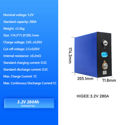 HIGEE 3.2V 280Ah Lifepo4 Rehchargeable Batteries 4-16PCS For Solar Energy Storage Power Bank Home System