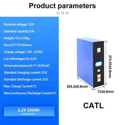 CATL 3.2V 530Ah Original Brand New Lifepo4 Rechargeable Batteries 6000+ Cycle For DIY Solar Energy Storage 2-16PCS