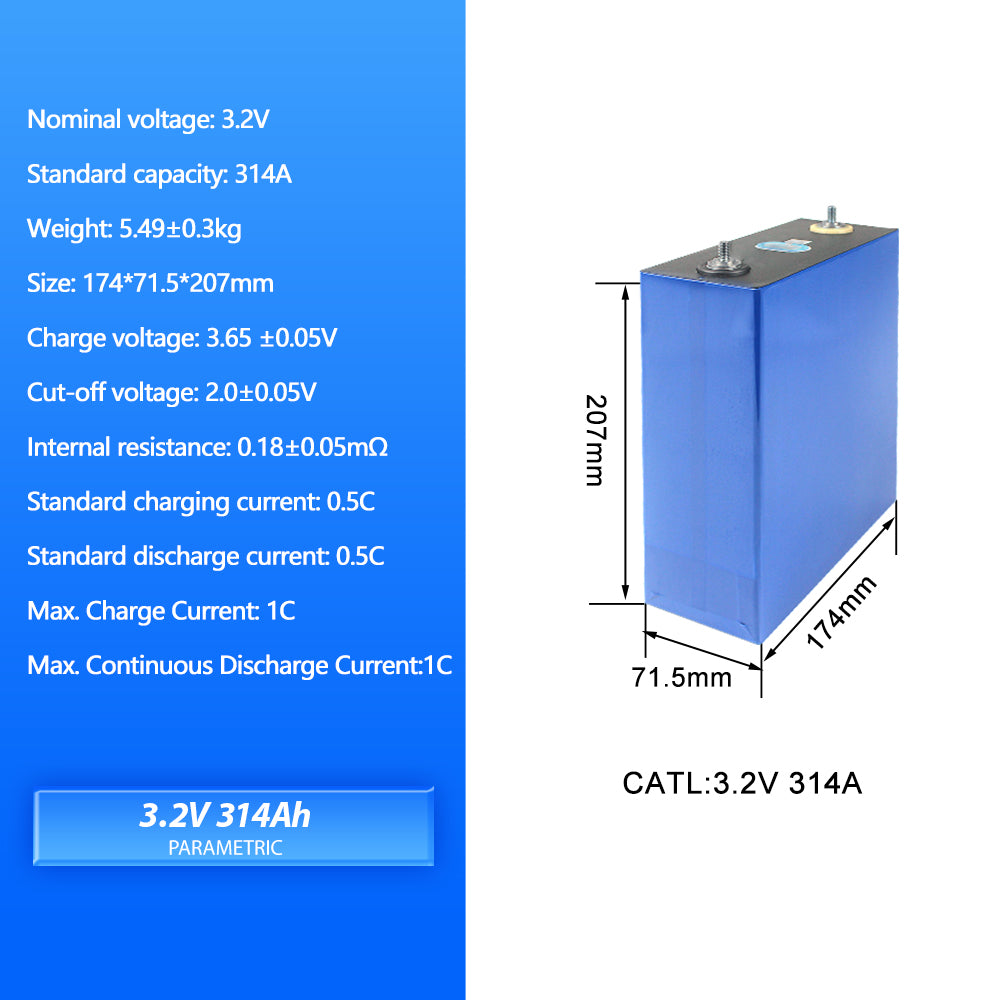 EU Stock CATL 3.2V 314Ah Lifepo4 Rechargeable Batteries 4-16PCS For DIY 48V Solar Energy Storage RV Boat Power Supply Pre-Sale