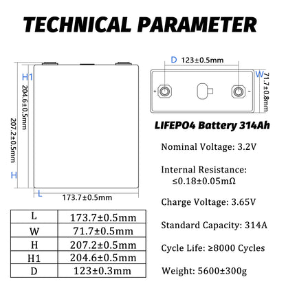 EU Stock Fast Delivery EVE MB31 3.2V 314Ah Lifpo4 Prismatic Rechargeable Batteries 4-16PCS For DIY Power Bank Solar Energy System