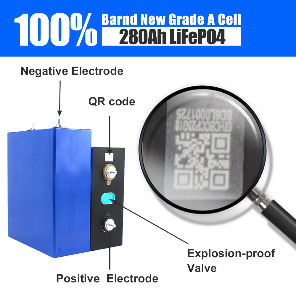 HIGEE 3.2V 280Ah Lifepo4 Rehchargeable Batteries 4-16PCS For Solar Energy Storage Power Bank Home System