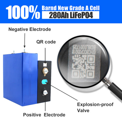 HIGEE 3.2V 280Ah Lifepo4 Rehchargeable Batteries 4-16PCS For Solar Energy Storage Power Bank Home System