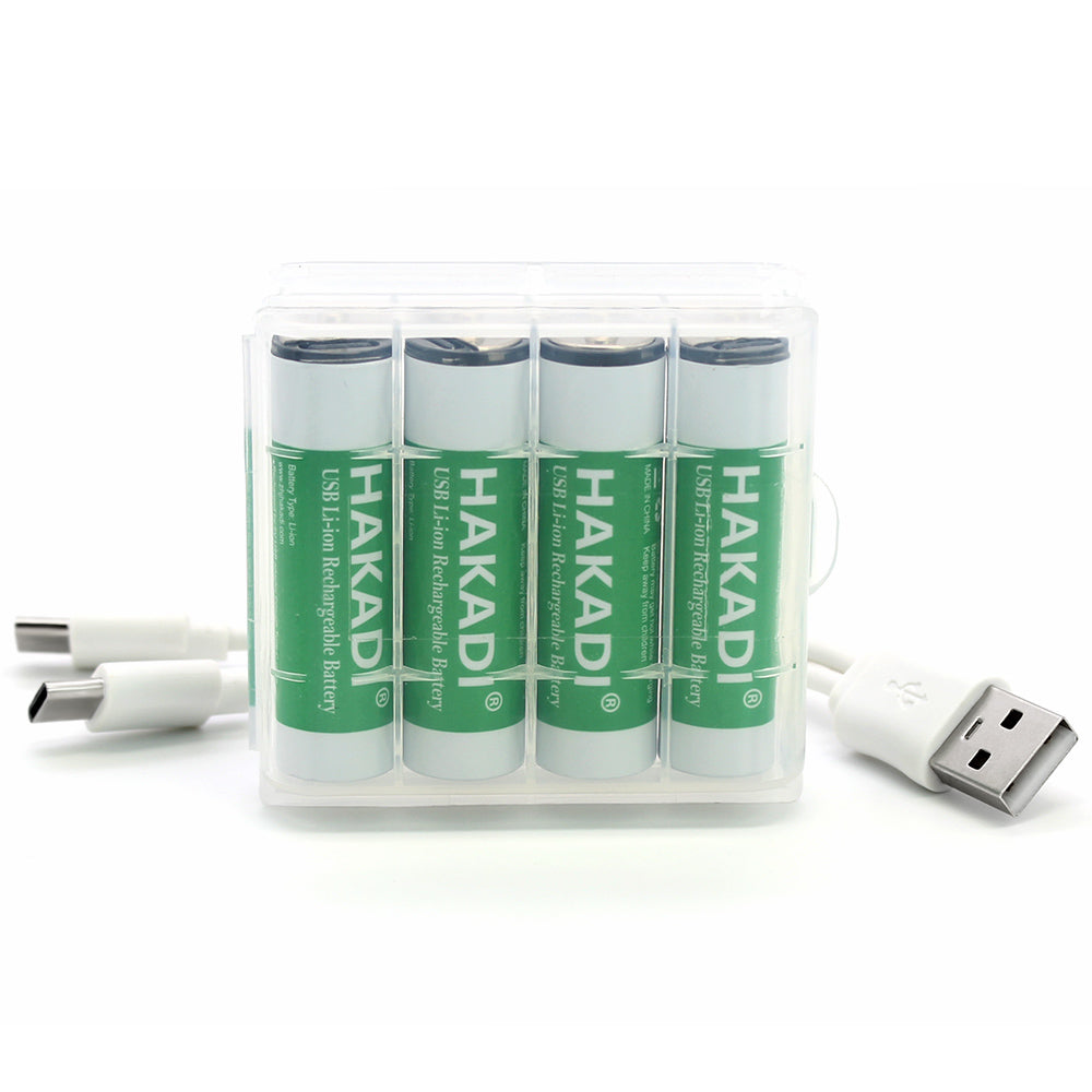 HAKADI AAA 1.5V 1200mWh AA 1.5V 2500mWh Rechargeable Lithium Batteries With TypeC interface 4PCS Per Set For Remote Mouse 1200+ Cycle