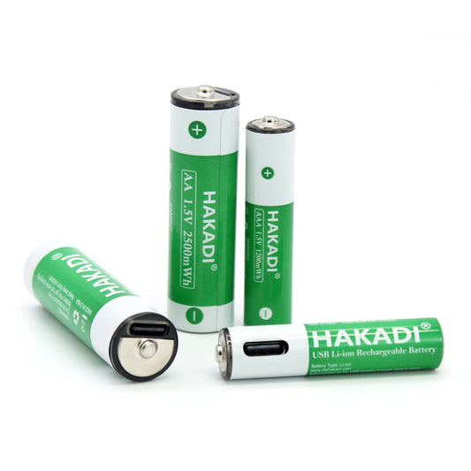 HAKADI AAA 1.5V 1200mWh AA 1.5V 2500mWh Rechargeable Lithium Batteries With TypeC interface 4PCS Per Set For Remote Mouse 1200+ Cycle