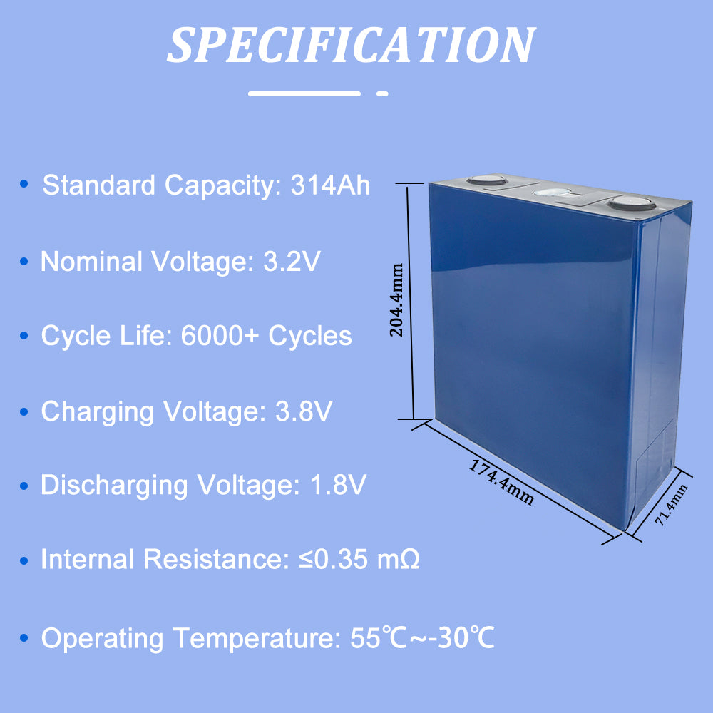 CALB 3.2V 314Ah LiFePO4 Battery Prismatic Cell Grade A for Solar Energy Storage RV Marine DIY Pack 4-16PCS