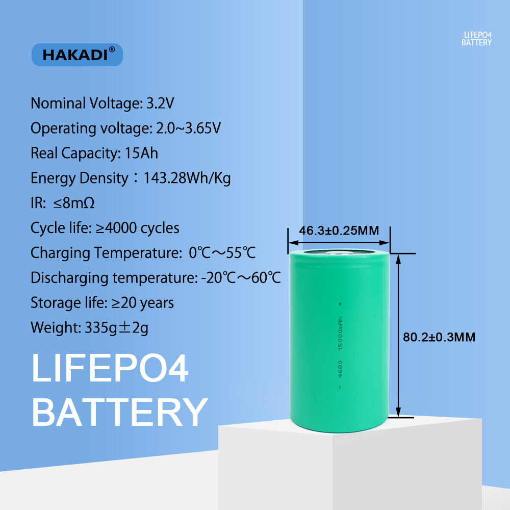 HAKADI Lifepo4 4680 BYD Original A Grade 3.2V 15Ah Rechargeable Batteries 1-8PCS For DIY Scooter RV Car Audio Power Bank