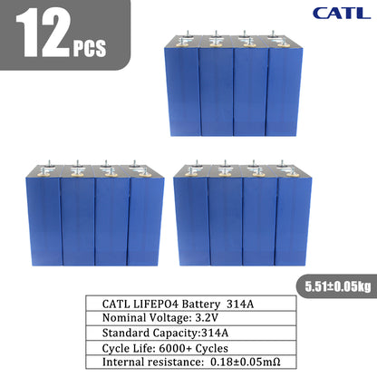 EU Stock CATL 3.2V 314Ah A Grade Lifepo4 Rechargeable Batteries 4-16PCS For DIY 48V Solar Energy Storage RV Boat Power Supply