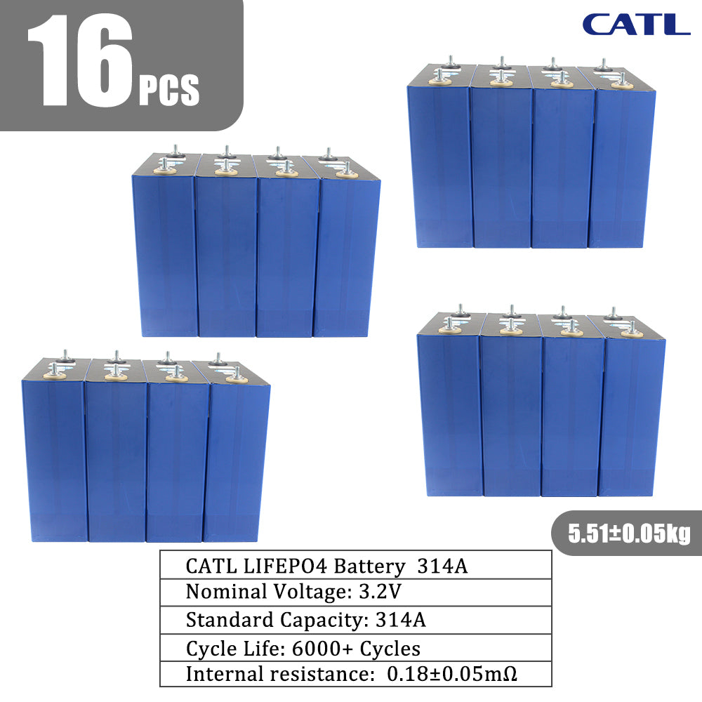 EU Stock CATL 3.2V 314Ah A Grade Lifepo4 Rechargeable Batteries 4-16PCS For DIY 48V Solar Energy Storage RV Boat Power Supply