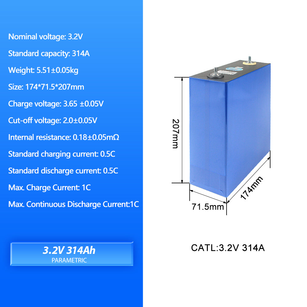 EU Stock CATL 3.2V 314Ah A Grade Lifepo4 Rechargeable Batteries 4-16PCS For DIY 48V Solar Energy Storage RV Boat Power Supply
