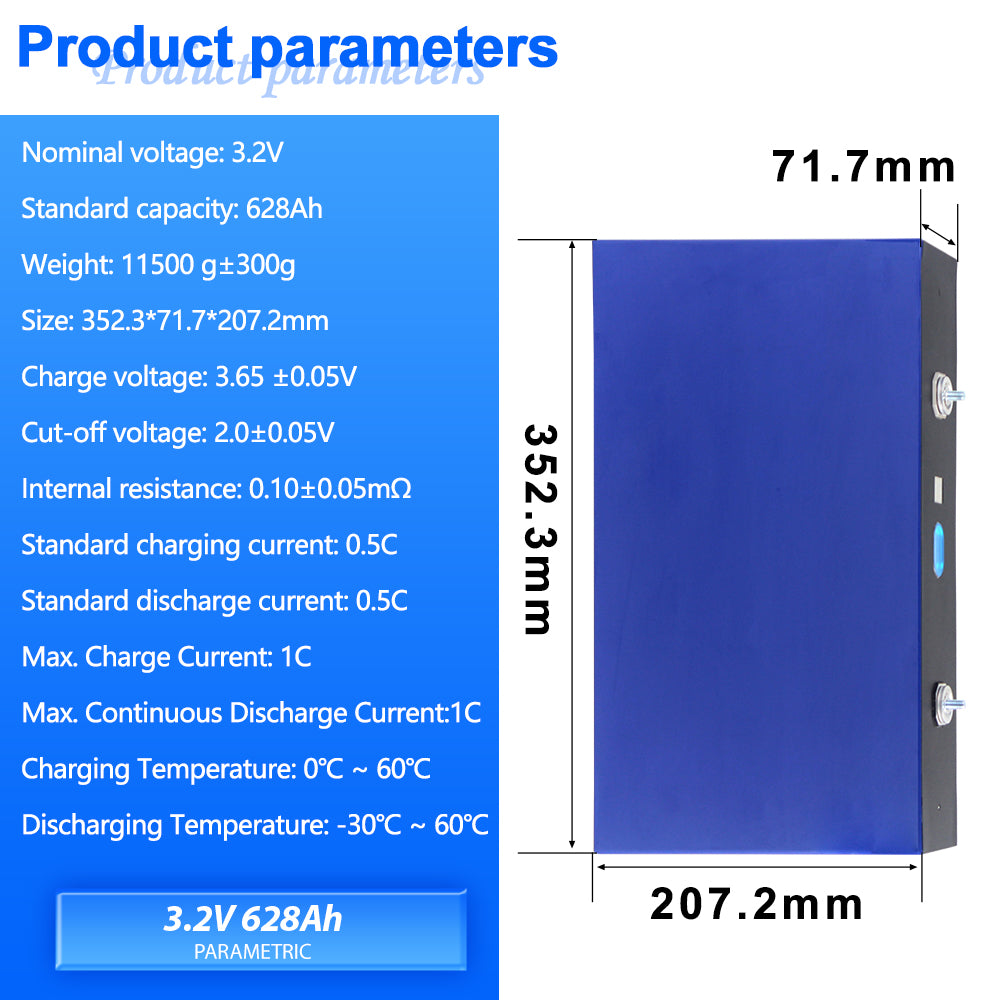 EVE MB56 3.2V 628Ah Lifepo4 Rechargeable Batteries High Capacity Long Cycle Life 2-16PCS For BESS Solar Energy Storage RV Boat