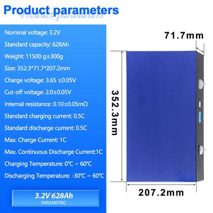EVE MB56 3.2V 628Ah Lifepo4 Rechargeable Batteries High Capacity Long Cycle Life 2-16PCS For BESS Solar Energy Storage RV Boat