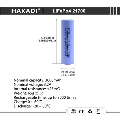 HAKADI Lifepo4 100PCS 3.2V 18650 1500mah 1800mah 2000mah 21700 3000mah Rechargeable Batteries DIY 12V 24V 48V E-bike Scooter