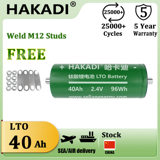 HAKADI 60165 LTO 2.4V 40Ah Rechargeable Batteries 20C High Rate Discharge 6-48PCS For Power Supply Car Audio Off-grid Energy