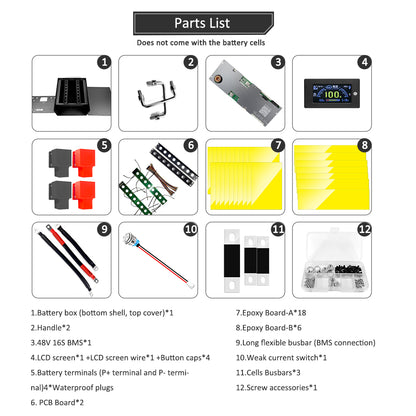 HAKADI 16S 100A 105A DIY Box With JK 16S 100A Smart BMS Metal Case Wall Mounted DIY Kit For Energy Storage Battery Pack