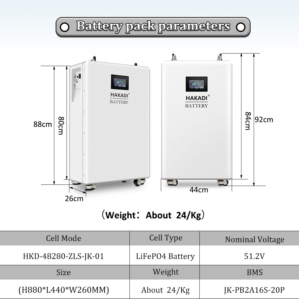 HAKADI Lifepo4 Rechargeable 48V 200Ah 230Ah 280Ah 314Ah Energy Storage Battery Pack For Solar System Outdoor Power Home Appliance