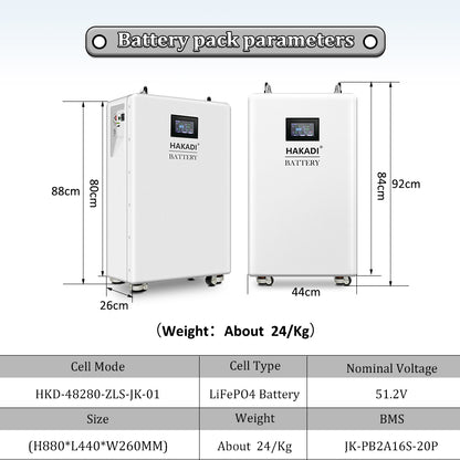 HAKADI Lifepo4 Rechargeable 48V 200Ah 230Ah 280Ah 314Ah Energy Storage Battery Pack For Solar System Outdoor Power Home Appliance