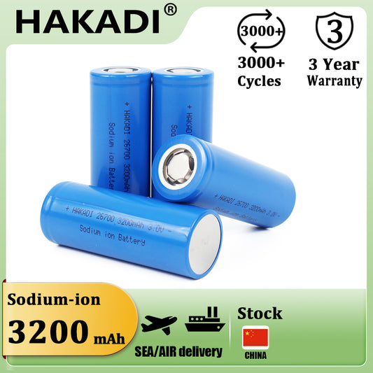 HAKADI Sodium-ion 26700 3V 3200mah Rechargeable Batteries 4-20PCS 5C High Rate Discharge For Solar Light Outdoor Power