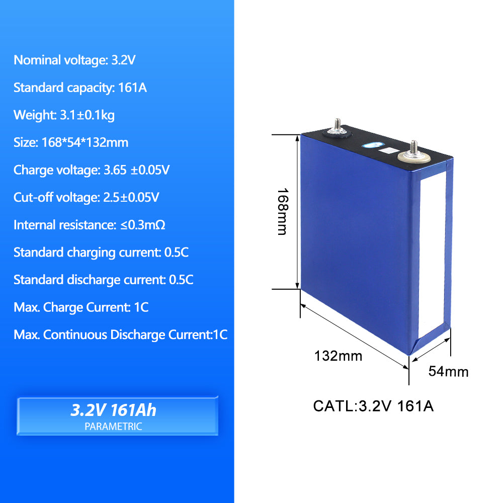 CATL 3.2V 161Ah Lifepo4 Rechargeable Prismatic Battery 4000+ Cycle 4-16PCS For RV Boat 48V Energy Storage Power System
