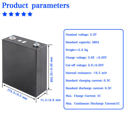 SUNWODA Lifepo4 Rechargeable 3.2V 280Ah Batteries Brand New 4-16PCS For Solar Energy Storage Boat Wind Power