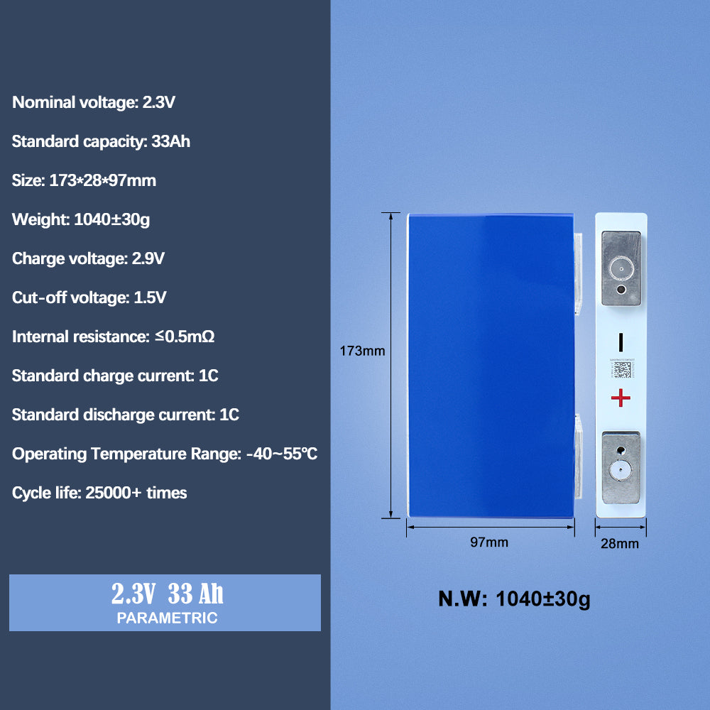 YINLONG 2.3V 33Ah LTO Prismatic Rechargeable Batteries Original A Grade Brand New Cell For EV/UPS/Solar System 6-24PCS Low Temperature Discharge