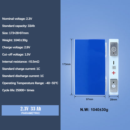 YINLONG 2.3V 33Ah LTO Prismatic Rechargeable Batteries Original A Grade Brand New Cell For EV/UPS/Solar System 6-24PCS Low Temperature Discharge