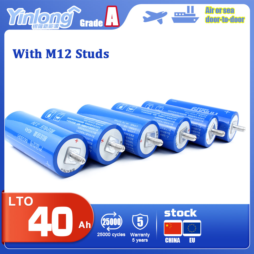 EU Stock Yinlong 66160 2.3V 40Ah Original A Grade Brand New Rechargeable LTO Batteries 12-48PCS For DIY Solar Energy Car Audio