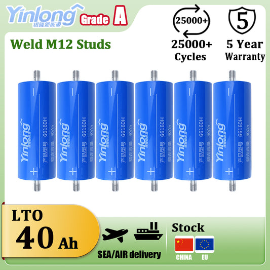 YINLONG 2.3V 40Ah LTO Battery Cell Original A Grade Brand New 66160 Batteries For Energy Storage System  EV Conversion 6-48PCS