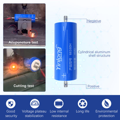 YINLONG 2.3V 40Ah LTO Battery Cell Original A Grade Brand New 66160 Batteries For Energy Storage System  EV Conversion 6-48PCS