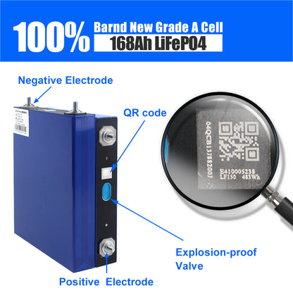 EVE 3.2V 168Ah Rechargeable Lifepo4 A Grade Batteries 4-16PCS 4000+ Cycle For DIY 12V 24V 48V 150Ah Solar Energy Storage Battery Pack