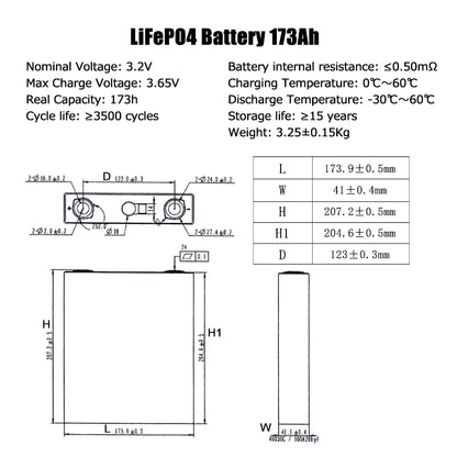 EVE Lifepo4 3.2V 173Ah Rechargeable Batteries A Grade Original Cell For DIY Solar Energy Boat RV Power Supply 4-16PCS