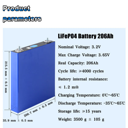 EVE Lifepo4 3.2V 206Ah Rechargeable Batteries Original A Grade Cell 4-16PCS For Solar Energy Storage RV Boat Outdoor Power Supply
