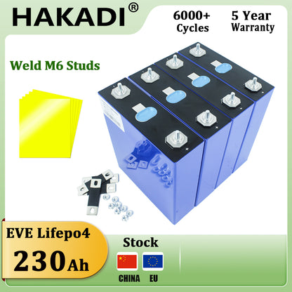 EU Stock EVE 3.2V 230Ah Lifepo4 Rechargeable A Grade Brand New Rechageable Batteries 4-16PCS For Solar Energy Storage Power Supply